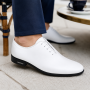 Pantofi Oxford bărbați albi din piele naturală cu talpă neagră GKR71A